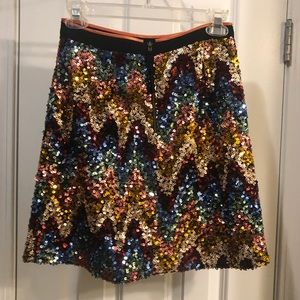 Anthropologie Maeve Sparkle Zig Zag Sequin Skirt 0